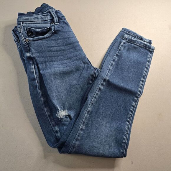 KanCan Jeans Women's 24 Blue Medium Wash Distressed Skinny Ankle - Picture 9 of 16